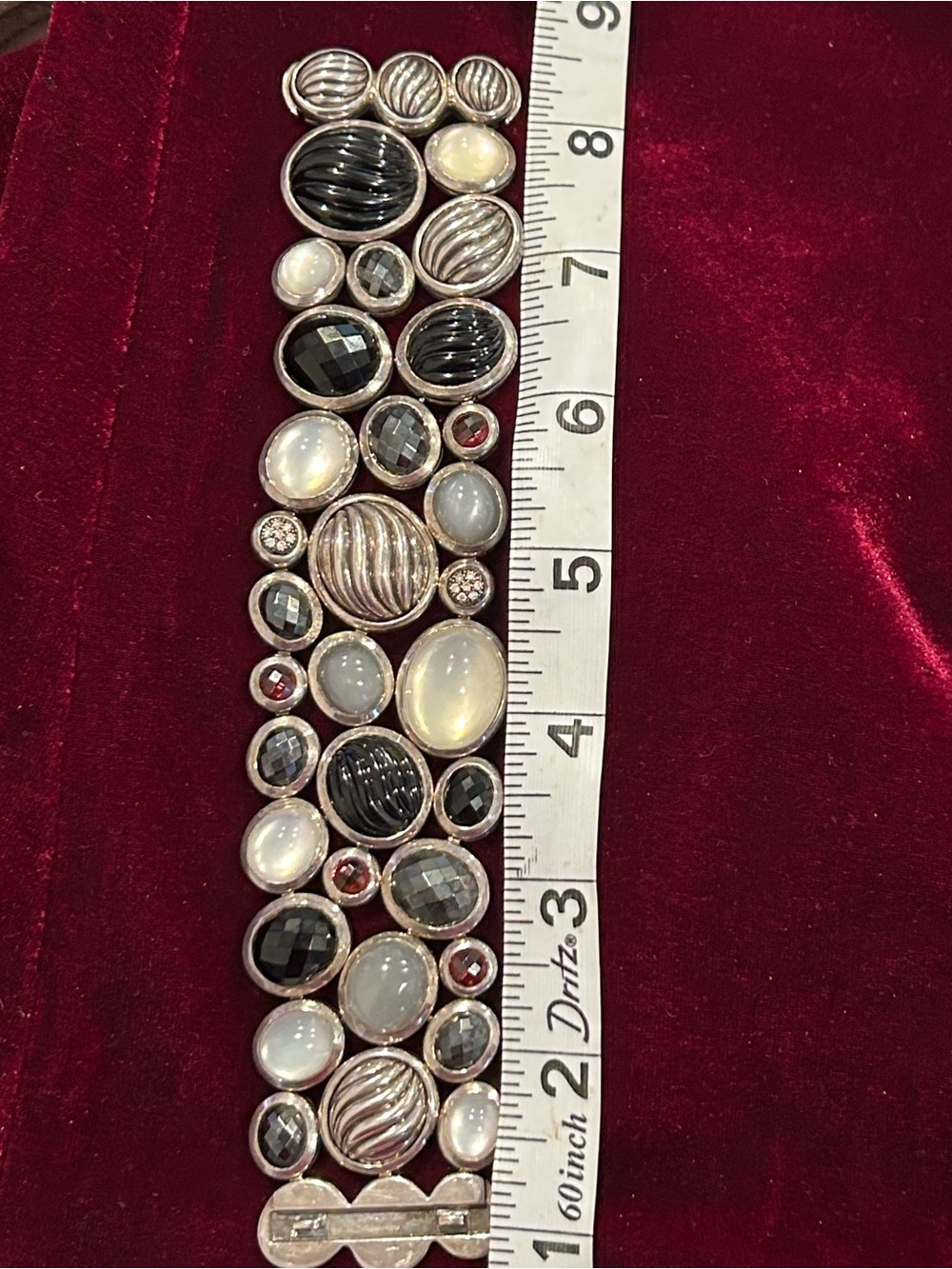 David Yurman Black, White & Gray Multi-Stone Sterling Bracelet